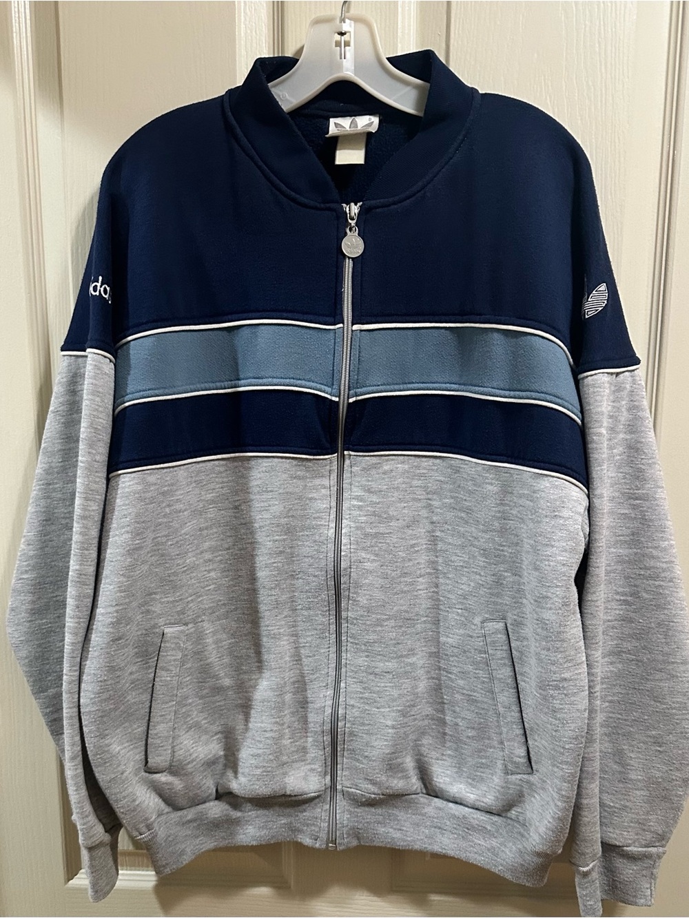 Men’s vintage Adidas 1990’s color-blocked full-zip bomber sweatshirt jacket XL